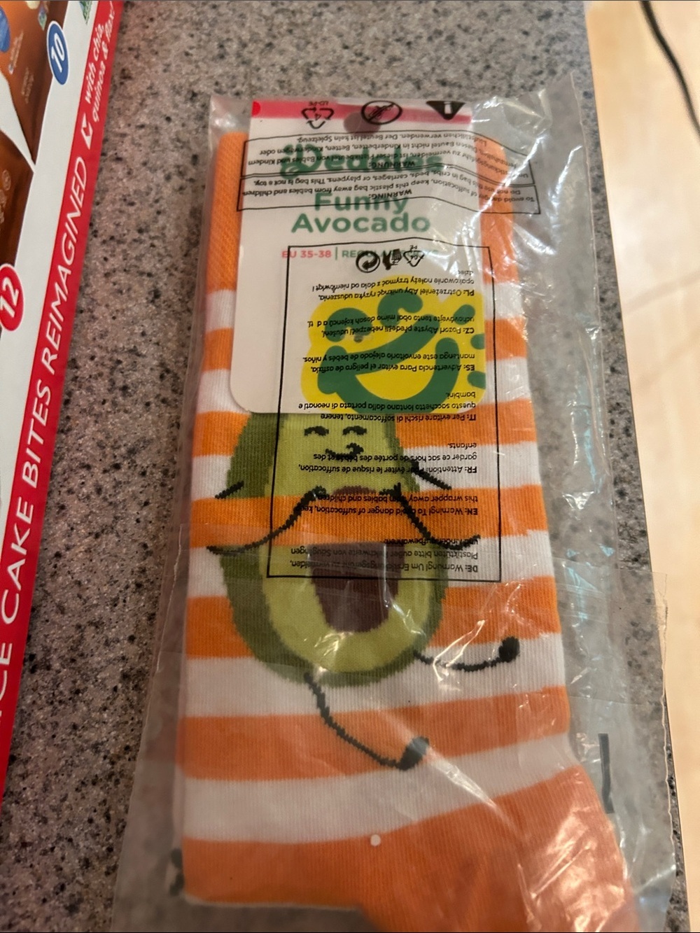 Funny Avocado Striped Socks - Orange & White/6